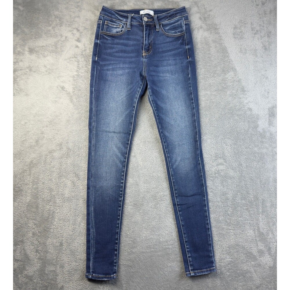 KanCan Jeans Womens 24 Blue High Rise Skinny Blue Medium Wash Whiskered Casual